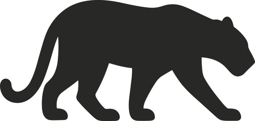 Minimalist Silhouette of a Panther Walking Illustration Art Design Element