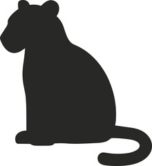Simple Flat Black Silhouette Leopard Sitting Wildlife Animal Illustration