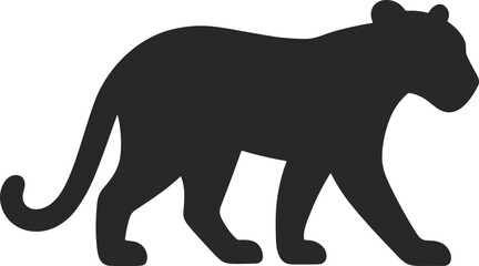 Simple Silhouette Detailed Walking Panther Illustration Graphics Element Design