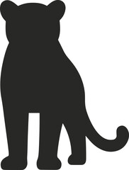 Minimalist Silhouette Leopard Sitting Front View Elegant Animal Illustration