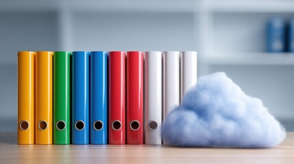 Colorful file folders and cloud storage