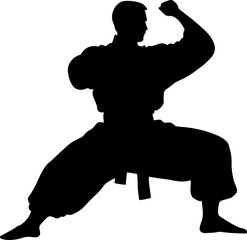 silhouette of a pencak silat athlete action pose