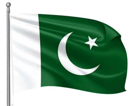 Curled Corner Pakistan Flag Vector, Stylized Fold Effect, isolated on transparent background PNG
