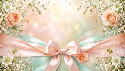 華やかな花とリボンのフレーム Generated image