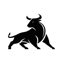 Powerful Black Bull Silhouette Logo Vector Illustration