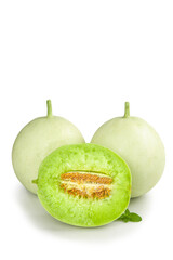 Fresh White Jade Melon from Shandong China with Green Flesh Cross Section