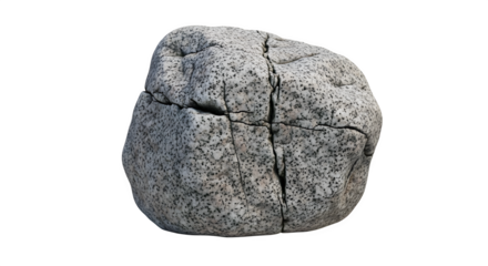 Solid granite rock isolated on transparent background, showcasing its rough texture, geological formation, and natural gray tones