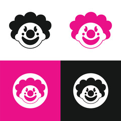 Clown Face Silhouette Vector Set
