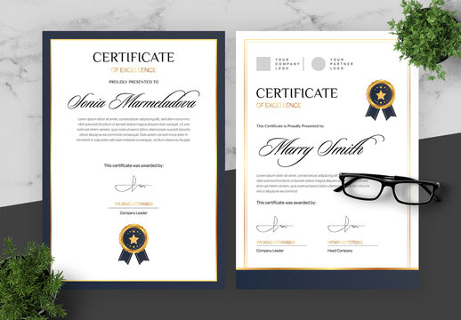 Gradient Gold And Blue Certificate