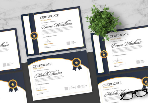 Gradient Gold And Blue Certificate