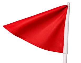 Top to Bottom View of Red Soccer Corner Flag Equipment, isolated on transparent background PNG