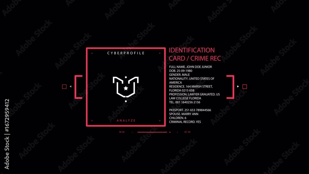 Poster cyber profile analysis: futuristic data identification interface