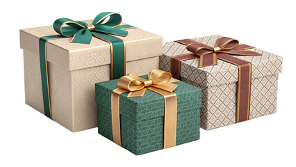 Obraz premium Gift Boxes Elegant Present Packaging Holiday Birthday Gifts Festive Wrapping transparent PNG illustration
