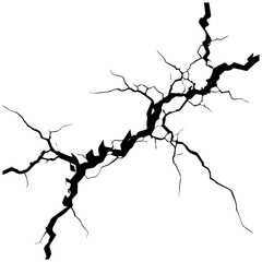 Dramatic black crack design symbolizing breakage, failure, or a broken connection