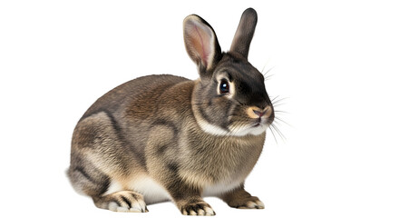 Obraz premium Cute brown rabbit sitting upright against a in studio shot