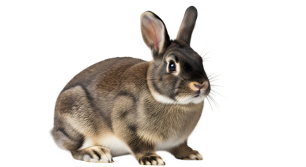 Cute brown rabbit sitting alert in a studio setting 80 char