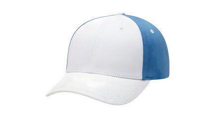 Stylish twotone baseball cap in white and blue on a clean shot