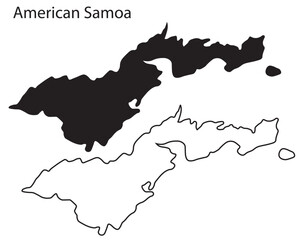 Fototapeta premium Simple American Samoa map silhouette vector. Clean black outline of Pacific island territory, ideal for travel, infographic, and design use