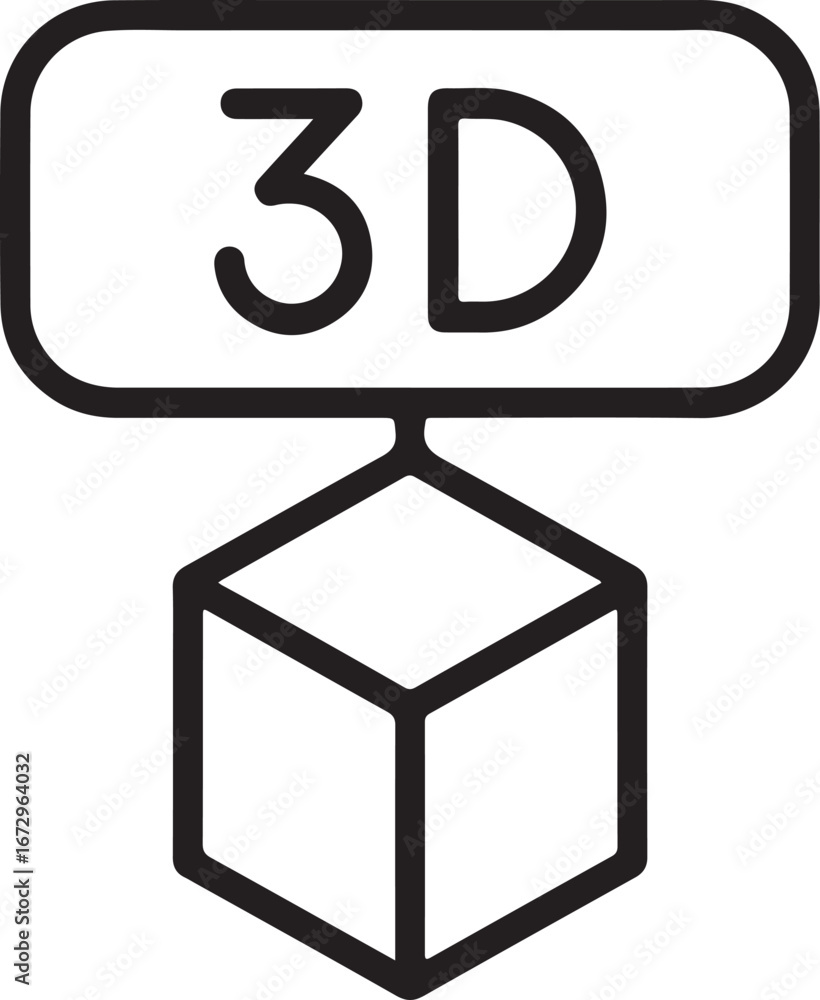 Poster simple outline icon representing 3d modeling and design