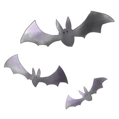 ハロウィン　コウモリ　水彩風