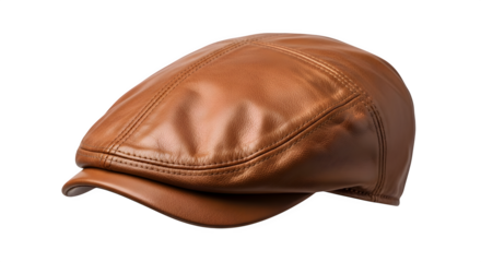 Stylish brown leather flat cap for fashion accessories