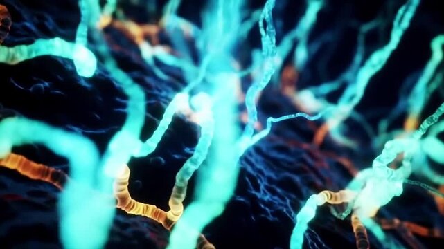 Dynamic Glowing Neural Network Flow: Abstract Microscopic Energy Pulsating Through Organic Structures