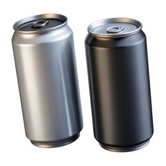 3d aluminum soda cans isolated on transparent background