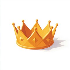 Crown icon,cartoon style,blue and gold colors,isometric illustration,white background,game design