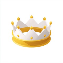 Crown icon,cartoon style,blue and gold colors,isometric illustration,white background,game design
