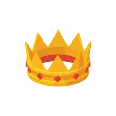 Crown icon,cartoon style,blue and gold colors,isometric illustration,white background,game design