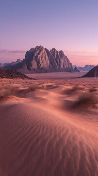 Fototapeta Wadi Rum Sand Dunes and Rock Formations at Sunset, Jordan