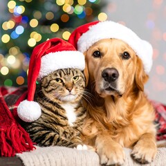 Festive pets with Christmas hats