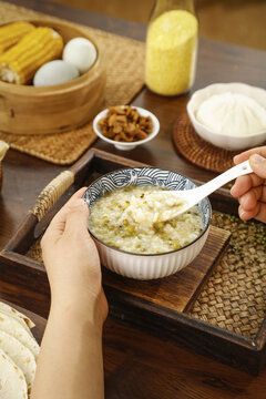 Chinese Mung Bean Porridge Summer Heat Relief Delicious Traditional Healthy Meal Bowl