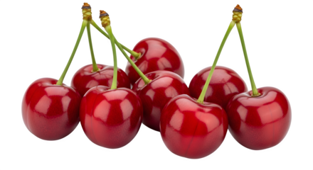 Fresh and ripe cherries with stems a vibrant display of summer fruit delight