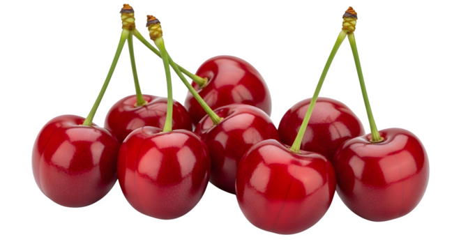 Fresh and ripe cherries with stems a vibrant display of summer fruit delight