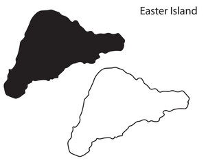 Simple Easter Island map silhouette vector. Clean black outline of Chilean island in the Pacific, perfect for infographics, travel, and design projects © Kasun