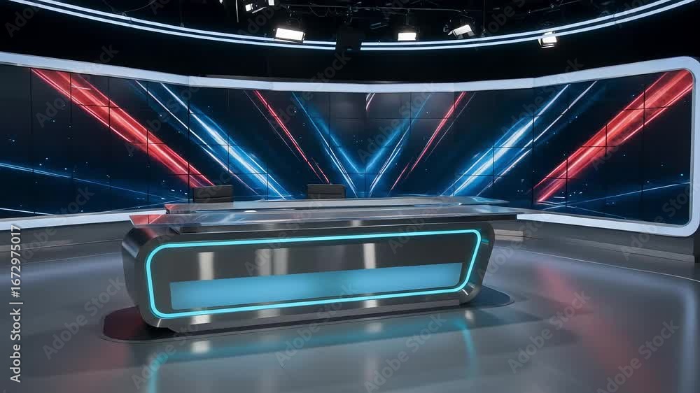 Poster modern presentation platform in studio with dynamic lighting