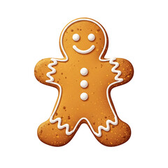 Cute Gingerbread Man Cookie Illustration on white Background