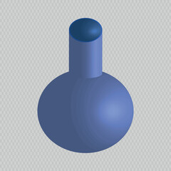 Vector illustration of a dark blue round vase with tall neck. Perfect for elegant interior decoration, modern design, and creative projects.