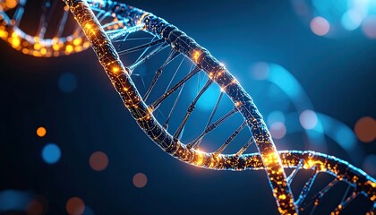 DNA double helix glowing