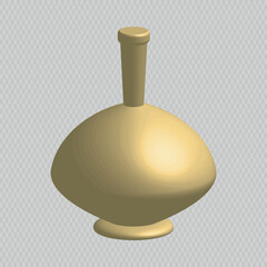 Vector illustration of a golden vase with wide body and narrow neck. Elegant decorative element for interior, design, and print projects.