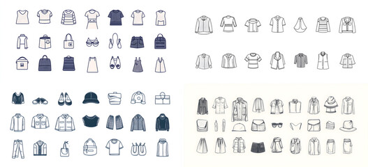 set of different silhouettes of people