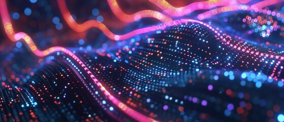 Fototapeta premium Abstract wave of colorful data points