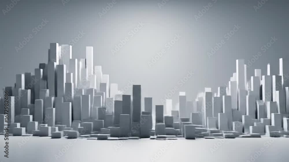 Poster abstract geometric shapes in motion minimalist white and gray block structure