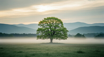 Beautiful tree landscape photography nature background wallpaper scenic view outdoor fog misty