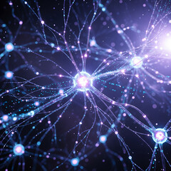 Fototapeta premium 89.Neuron Network of neurons glowing neon purple, abstract sci-fi, 8K.png