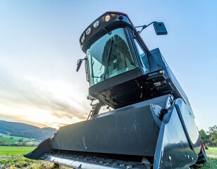 Agricultural combine harvester close-up