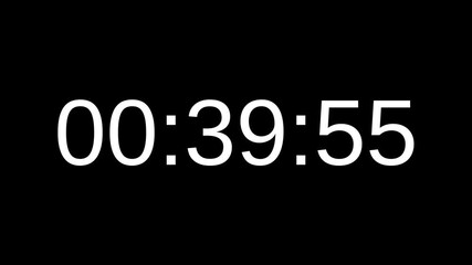 Countdown timer from 40 minute to 39 minute with white number on black background. Countdown timer for deadline reminders, time management concepts, and scheduling