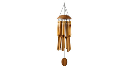 Bamboo wind chime isolated on transparent background traditional musical instrument for garden and home decoration relaxing sound of nature