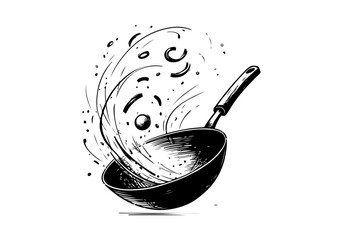 Wok hand drawn vector illustration